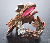 Серебряное кольцо с рубином, эфиопским опалом и черными шпинелями Серебро 925
