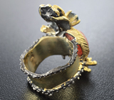 Серебряное кольцо с солнечным камнем и эфиопскими опалами Серебро 925