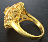 Эффектное серебряное кольцо с золотистыми цитринами Серебро 925