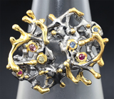 Серебряное кольцо c разноцветными сапфирами Серебро 925
