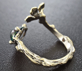 Золотое кольцо с кристаллическим черным опалом 0,95 карат и черными бриллиантами Золото