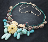 Колье с амазонитом, разноцветной яшмой и ониксом 