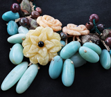 Колье с амазонитом, разноцветной яшмой и ониксом 