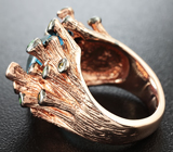 Серебряное кольцо с голубым топазом, цаворитами, желтыми и розовыми сапфирами Серебро 925