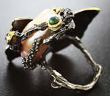 Серебряное кольцо с жемчужиной барокко и черными опалами Серебро 925