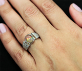 Стильное серебряное кольцо с превосходным эфиопским опалом Серебро 925