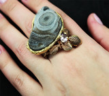 Серебряное кольцо с друзой агата и аметистом Серебро 925