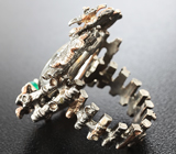 Серебряное кольцо с «садовым» кварцем, солнечным камнем и зеленым агатом Серебро 925