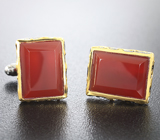 Серебряные запонки с корнелианом Серебро 925