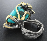 Серебряное кольцо с бирюзой и аметистами Серебро 925