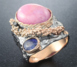 Серебряное кольцо с розовым и синим сапфирами Серебро 925