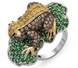 Роскошное кольцо-скульптура с цветными бриллиантами Золото