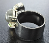 Серебряное кольцо с рутиловым пренитом, лабрадоритами и диопсидами Серебро 925