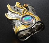 Серебряное кольцо с эфиопским опалом и сапфиром Серебро 925