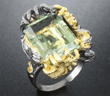Серебряное кольцо с зеленым аметистом Серебро 925