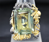 Серебряное кольцо с зеленым аметистом Серебро 925