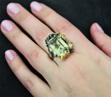 Серебряное кольцо с зеленым аметистом Серебро 925