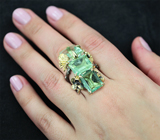 Серебряное кольцо с зелеными флюоритами Серебро 925