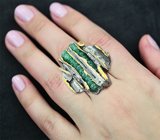 Серебряное кольцо с изумрудами Серебро 925