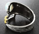 Серебряное кольцо с эфиопским опалом и красным сапфиром Серебро 925