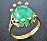 Золотое кольцо с уральским изумрудом 5,95 карат и бриллиантами Золото