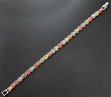 Элегантный серебряный браслет с разноцветными сапфирами Серебро 925