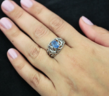 Оригинальное серебряное кольцо с синим сапфиром Серебро 925