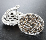 Замечательные серебряные серьги с дымчатым кварцем Серебро 925