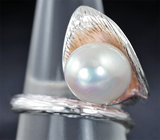 Изысканное серебряное кольцо «Лилия» с жемчужиной Серебро 925