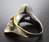 Серебряное кольцо с аметистом и разноцветными сапфирами Серебро 925