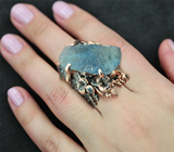 Серебряное кольцо с флюоритом, голубыми топазами и сапфиром Серебро 925