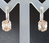 Золотые серьги с морганитами 3,43 карат Золото