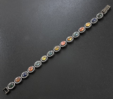 Элегантный черненый серебряный браслет с разноцветными сапфирами Серебро 925