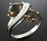 Элегантное серебряное кольцо с дымчатым кварцем Серебро 925