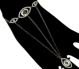 Оригинальный серебряный браслет-кольцо с зелеными аметистами Серебро 925
