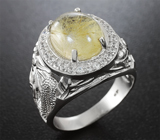 Эффектное серебряное кольцо с рутиловым кварцем Серебро 925
