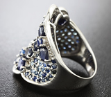 Превосходное серебряное кольцо с синими сапфирами Серебро 925