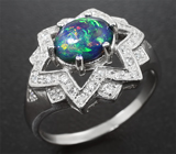 Серебряное кольцо с великолепным кристаллическим черным опалом Серебро 925