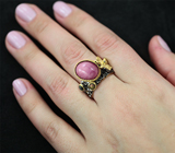 Серебряное кольцо с рубином и черными опалами Серебро 925