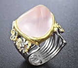 Серебряное кольцо с розовым кварцем Серебро 925