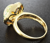Золотое кольцо с кристаллическим эфиопским опалом 3,06 карат, цаворитами и бриллиантами Золото