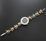 Часы на серебряном браслете с разноцветными сапфирами Серебро 925