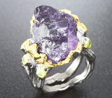 Серебряное кольцо с аметистом и цаворитами Серебро 925