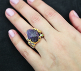 Серебряное кольцо с аметистом и цаворитами Серебро 925
