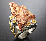 Серебряное кольцо с самородной медью Серебро 925