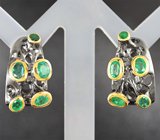 Серебряные серьги с изумрудами Серебро 925