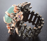 Серебряное кольцо с аквамарином, лунным камнем, аметистом и солнечным камнем Серебро 925