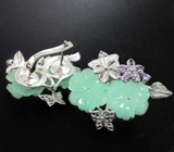 Великолепные серебряные серьги с аметистами и танзанитами Серебро 925