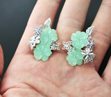 Великолепные серебряные серьги с аметистами и танзанитами Серебро 925