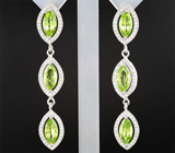 Элегантные серебряные серьги с перидотами Серебро 925